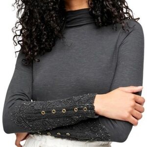 Free People We The Free Hooked On You Top Washed Black Size S